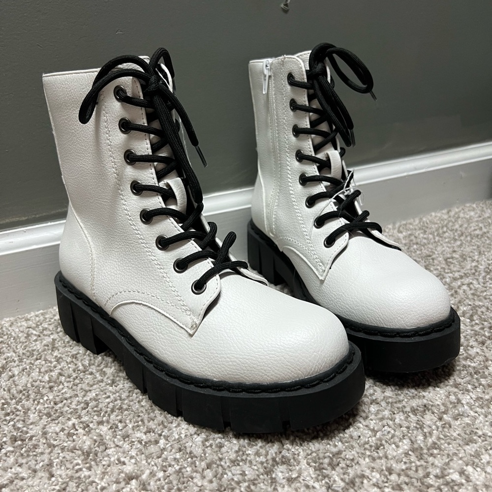Brand new white combat boots